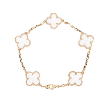 [AuraEcho]CLOVER 5 MOTIF ROCK CRYSTAL BRACELET