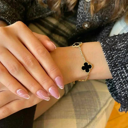 [AuraEcho] CLOVER 5 MOTIF ONYXS BRACELET COLLECTION