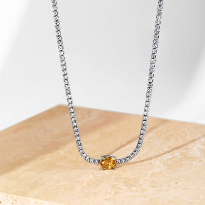 [AuraEcho]1.0 Carat Shining Oval Cut Necklace