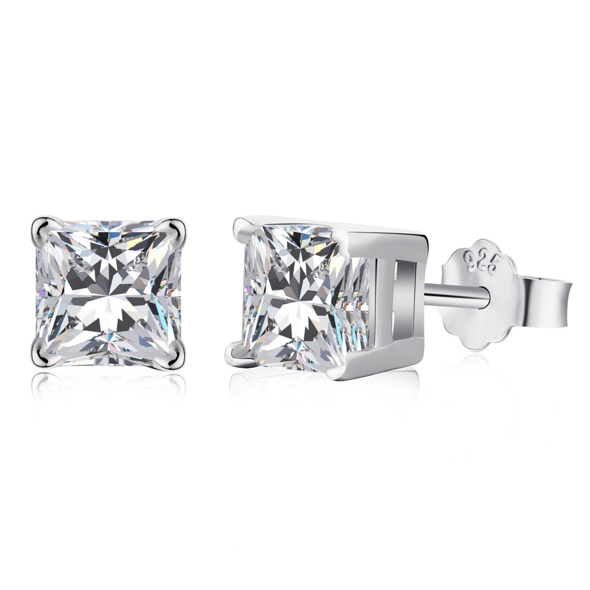 [AuraEcho]1.0 Carat Radiant Princess Cut Wedding Earrings