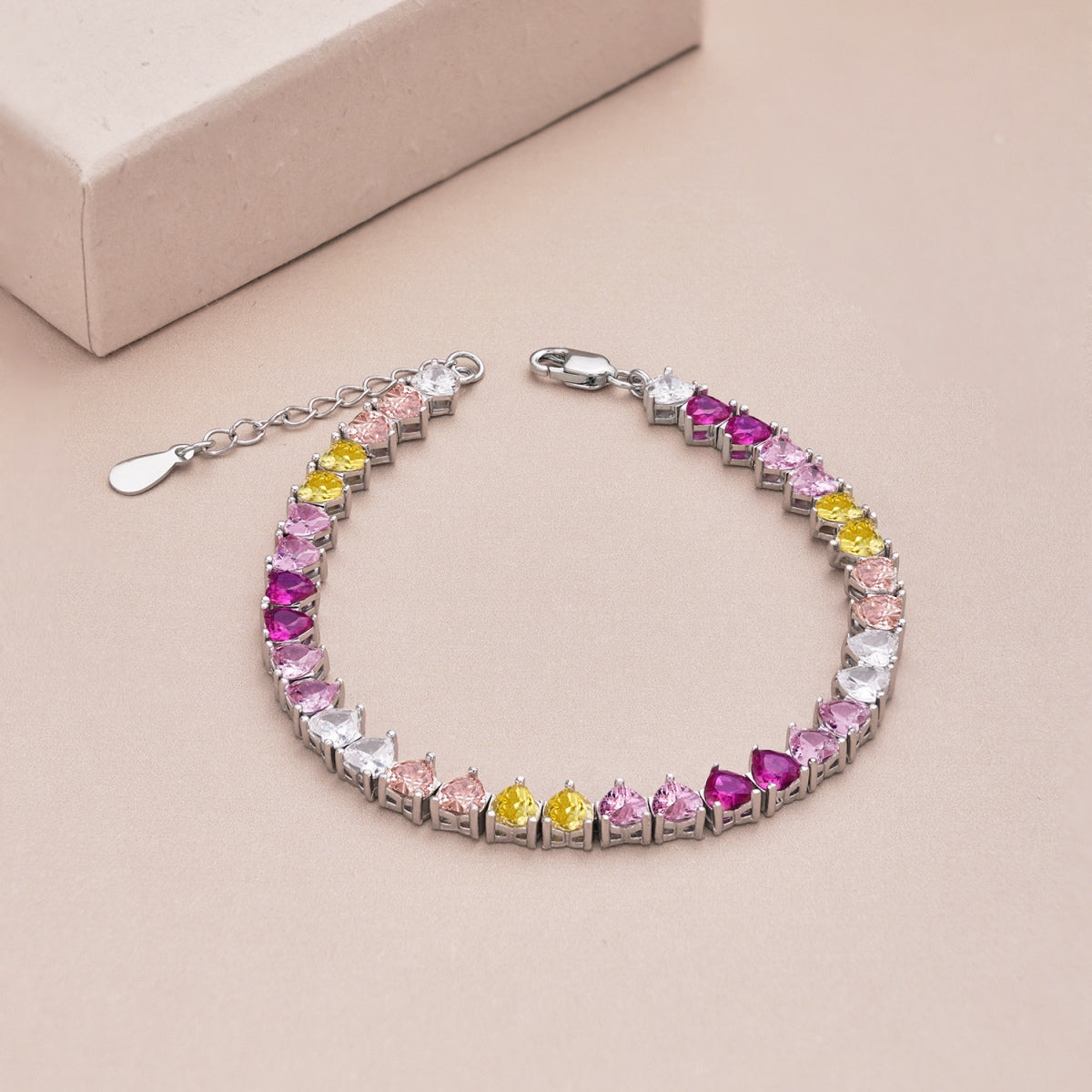 [AuraEcho]Luxurious Colorful Romantic Heart Shape Lover Bracelet
