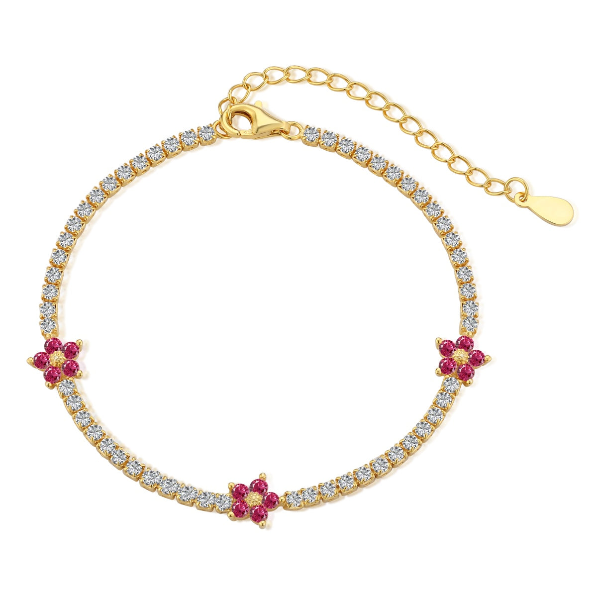 [AuraEcho]Sparkling Flower Shape Tennis Bracelet
