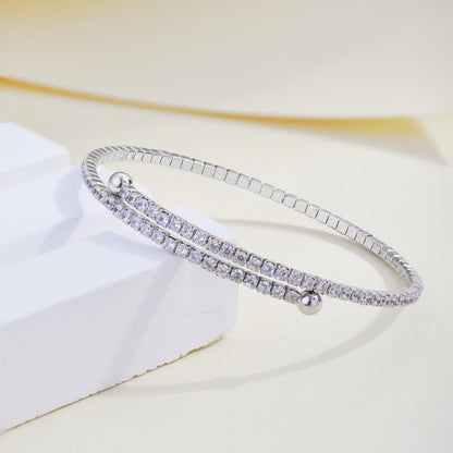 [AuraEcho]Row of Diamonds Round Fashion Bracelet