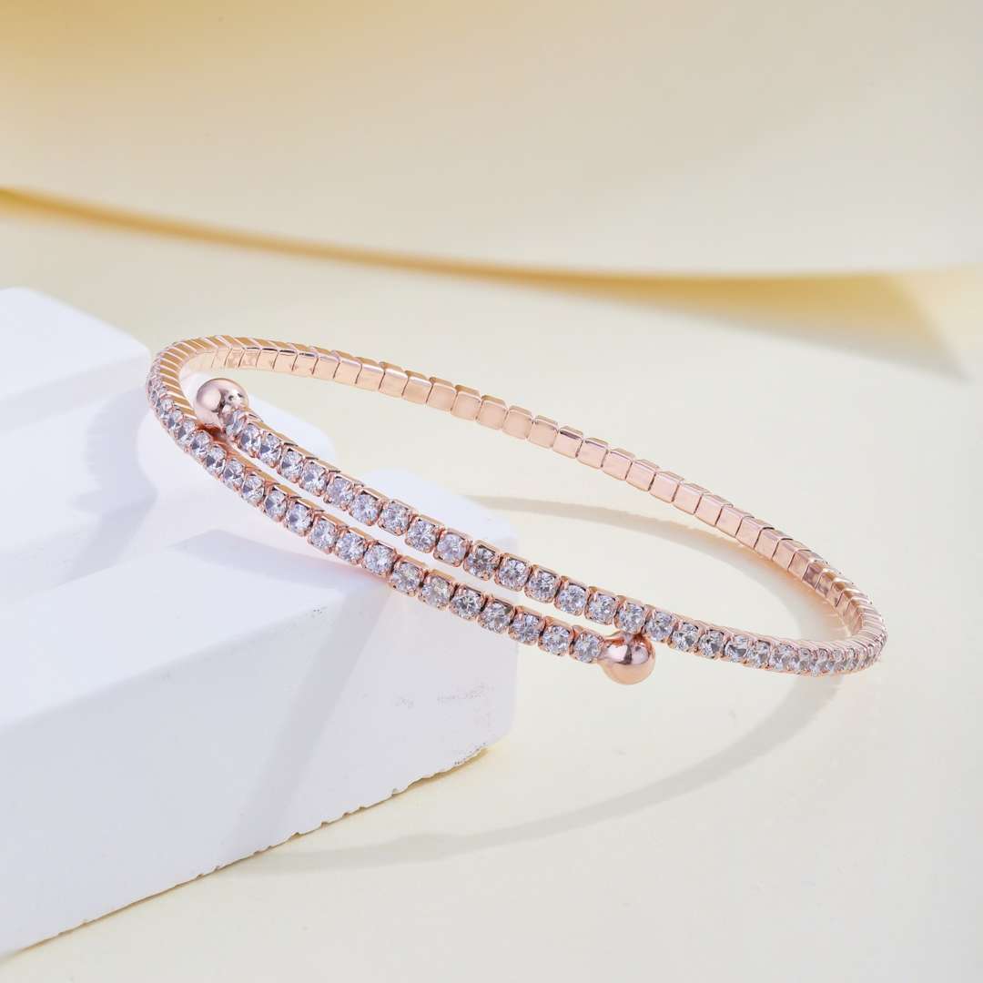 [AuraEcho]Row of Diamonds Round Fashion Bracelet