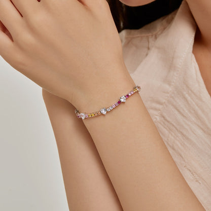 [AuraEcho]Romantic Heart Shape Round Cut Lover Bracelet