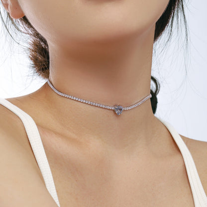 [AuraEcho]2.0 Carat Sparkling Tennis Heart Cut Necklace