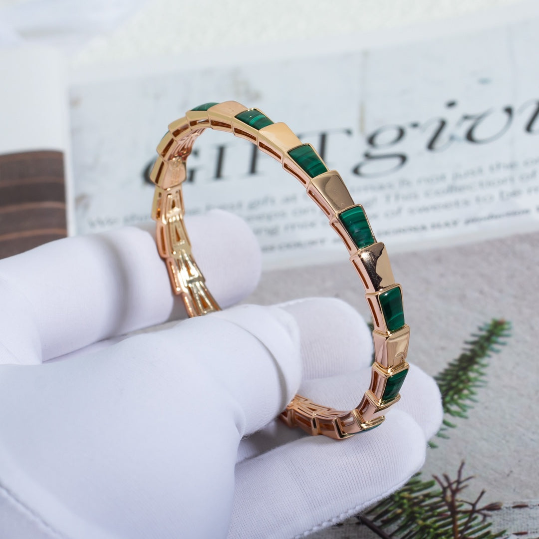 [AuraEcho]SERPENTI BRACELET PINK GOLD MALACHITE