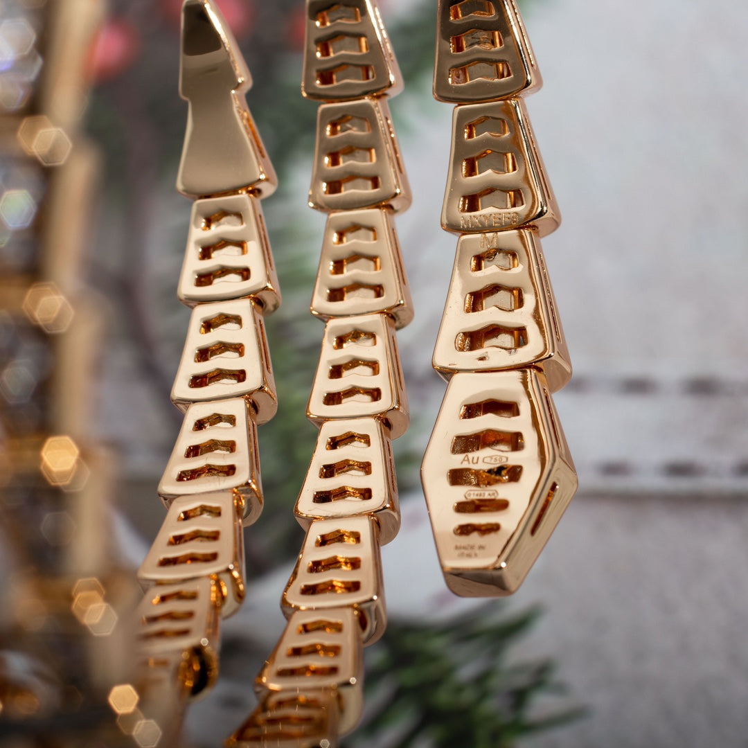 [AuraEcho]SERPENTI BRACELET PINK GOLD DIAMOND DOUBLE ROW