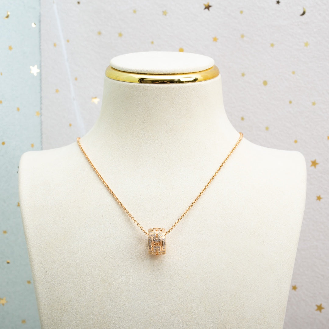 [AuraEcho]PARENTESI NECKLACE PINK GOLD DIAMOND