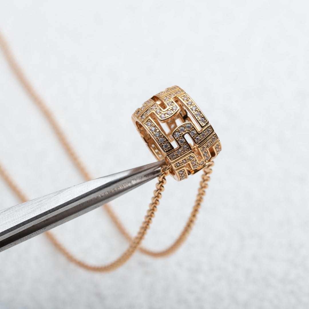 [AuraEcho]PARENTESI NECKLACE PINK GOLD DIAMOND