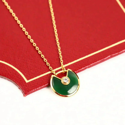 [AuraEcho]AMULETTE GOLD MALACHITE NECKLACE