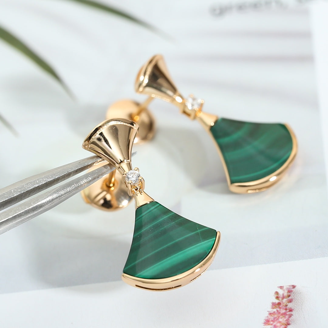 [AuraEcho]DREAM MALACHITE PINK GOLD EARRINGS