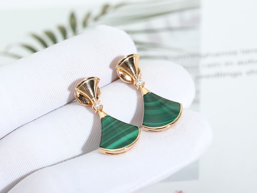 [AuraEcho]DREAM MALACHITE PINK GOLD EARRINGS