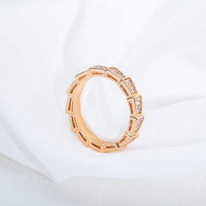 [AuraEcho]SERPENTI RING PINK GOLD DIAMOND PAVED 3MM