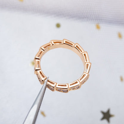 [AuraEcho]SERPENTI RING PINK GOLD DIAMOND PAVED 3MM