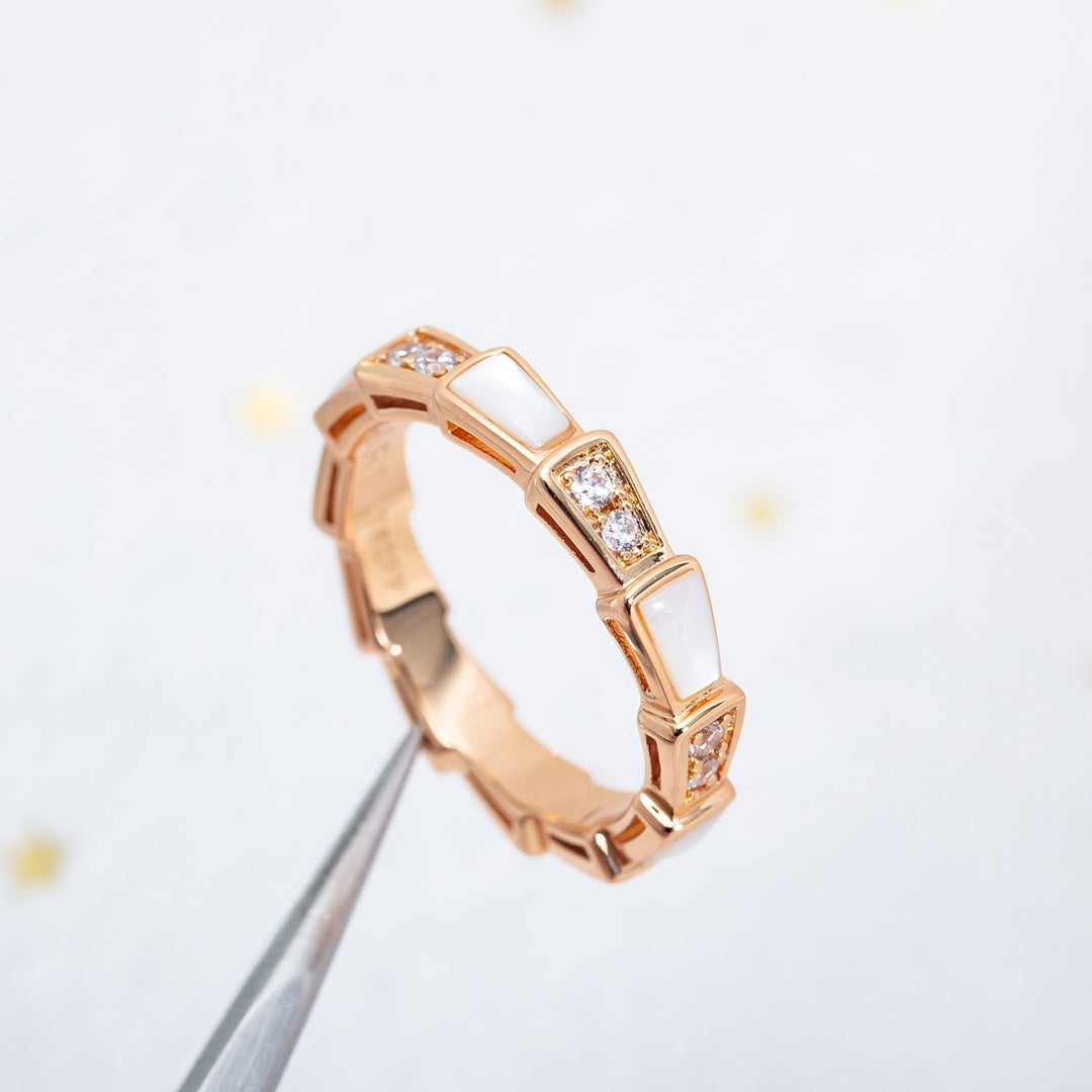 [AuraEcho]SERPENTI RING PINK GOLD DIAMOND MOP 3MM
