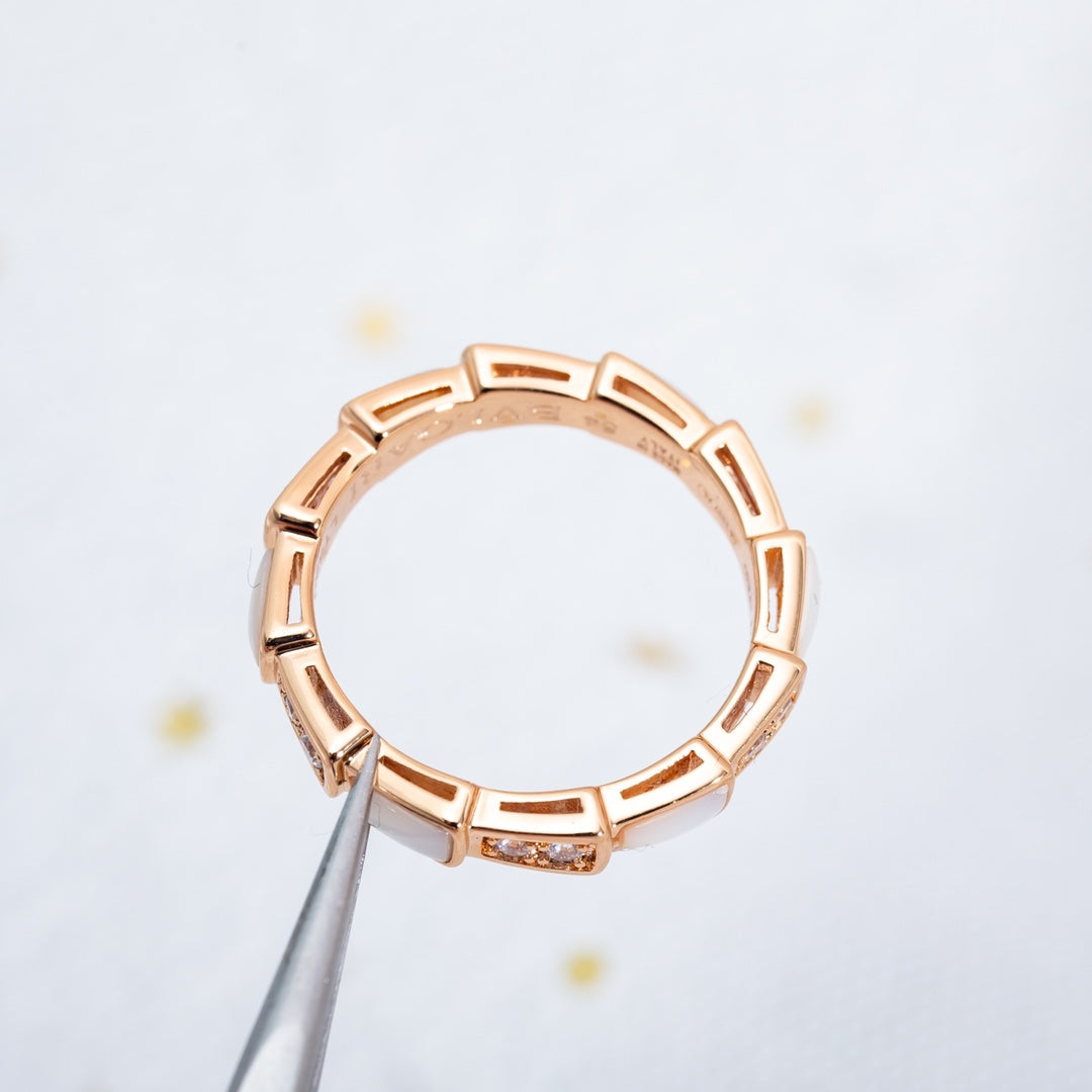 [AuraEcho]SERPENTI RING PINK GOLD DIAMOND MOP 3MM