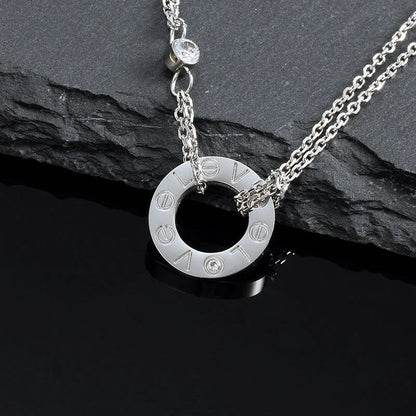 [AuraEcho]LOVE NECKLACE 16MM 2 DIAMONDS