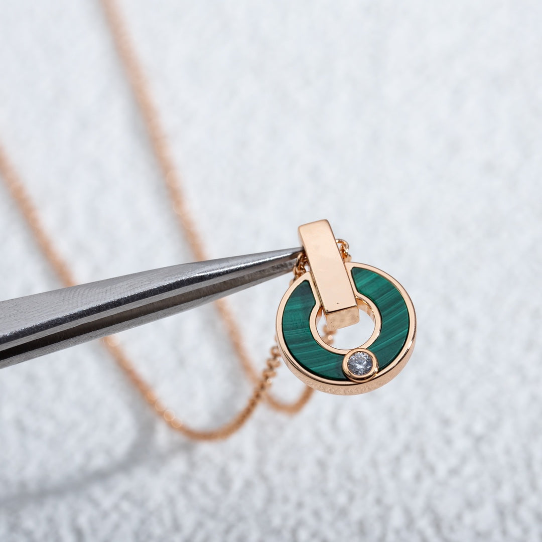 [AuraEcho]GARI NECKLACE PINK GOLD MALACHITE