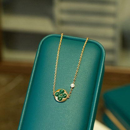 [AuraEcho]SUN MALACHITE 1 DIAMOND PINK GOLD BRACELET