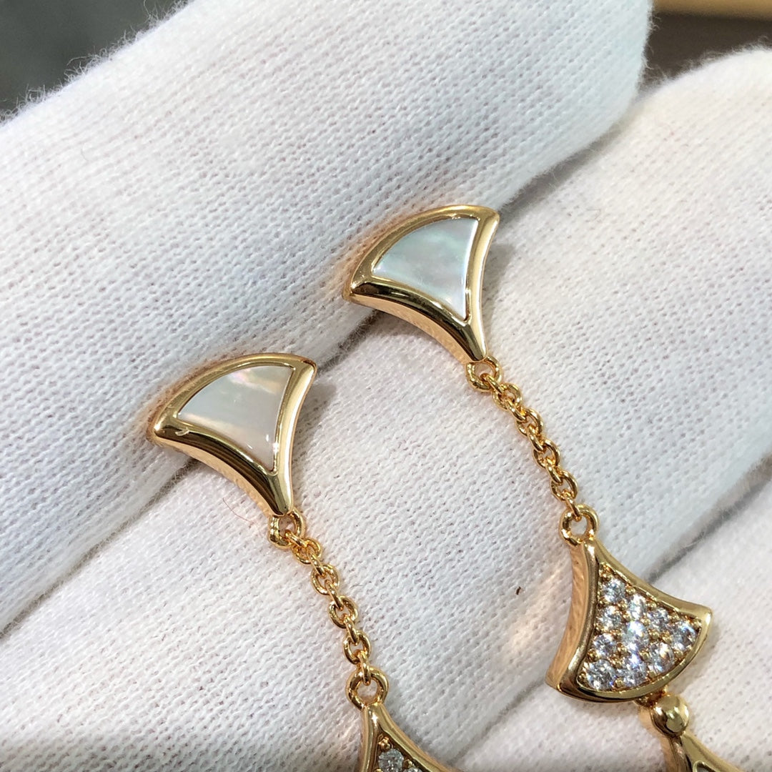 [AuraEcho]DREAM EARRINGS 3 MOTIFS DIAMOND MOP PINK GOLD