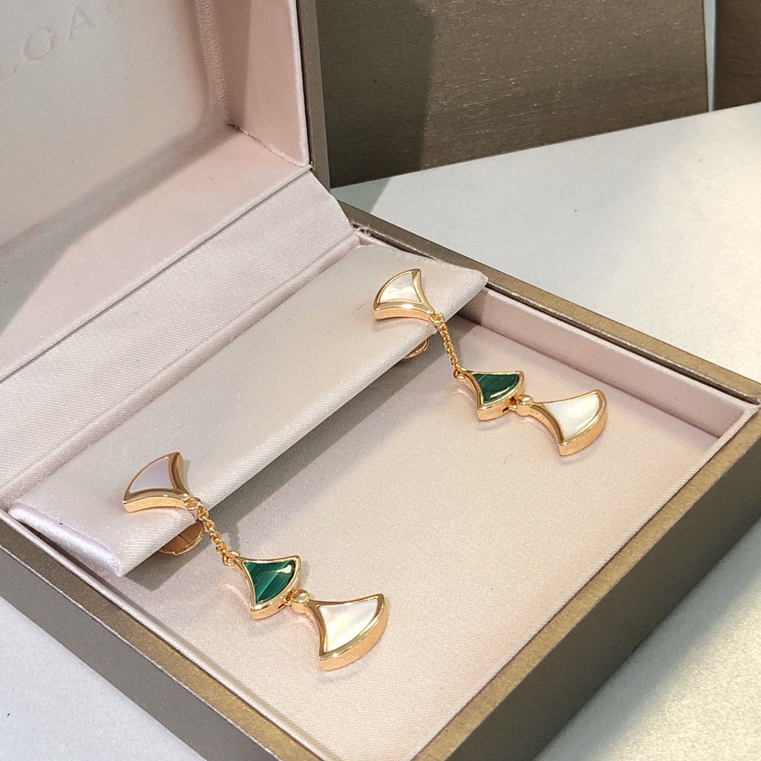 [AuraEcho]DREAM EARRINGS 3 MOTIFS MALACHITE MOP PINK GOLD