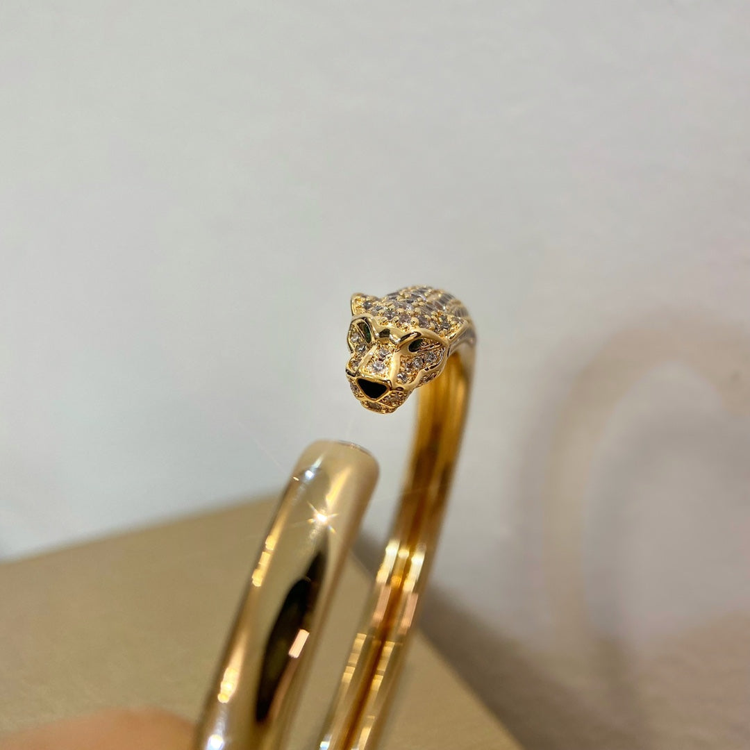 [AuraEcho]PANTHERE GOLD DIAMOND OPEN BRACELET