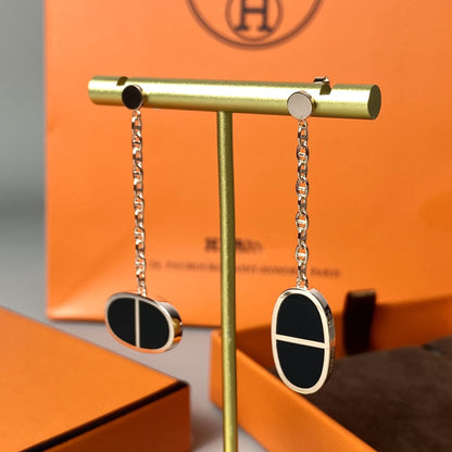 [AuraEcho]CHAINE VERSO BLACK CERAMIC EARRINGS