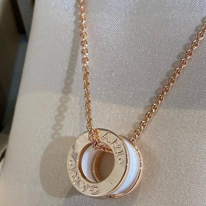 [AuraEcho]ZERO 1 WHITE CERAMIC PINK GOLD NECKLACE