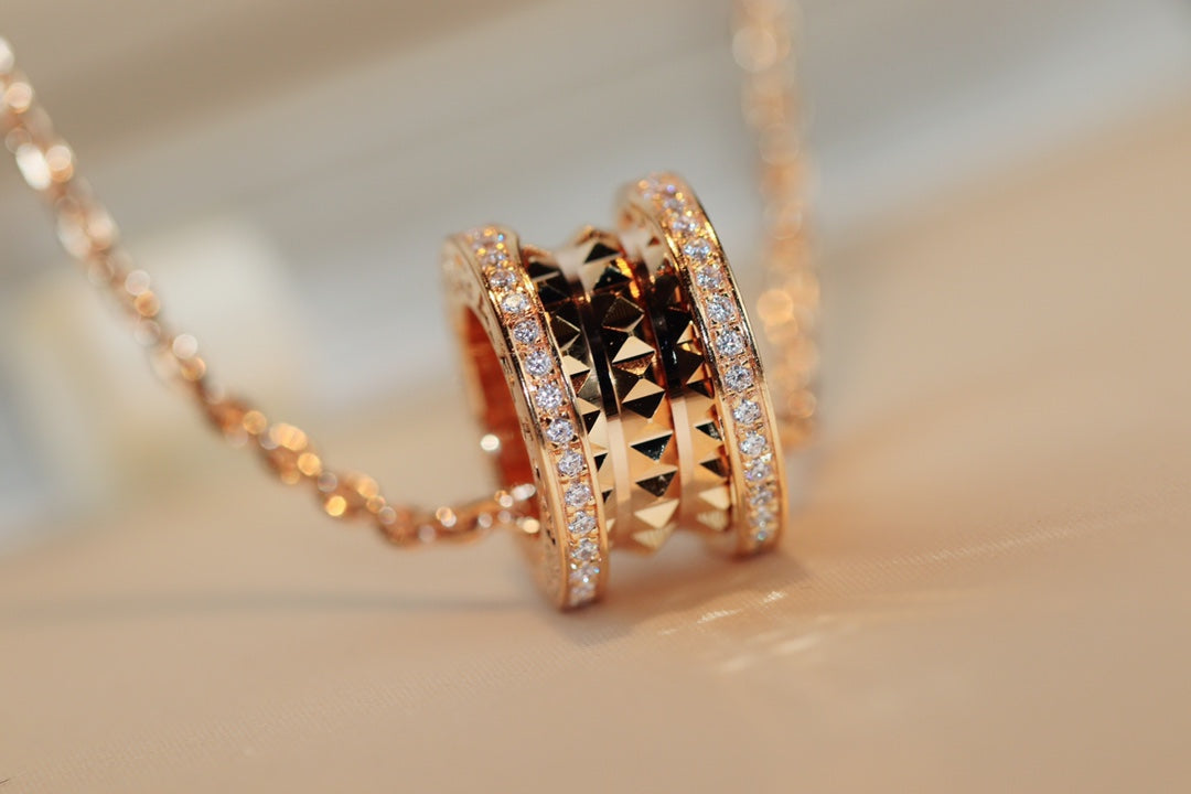 [AuraEcho]ZERO 1 ROCK PEDANT PINK GOLD NECKLACE