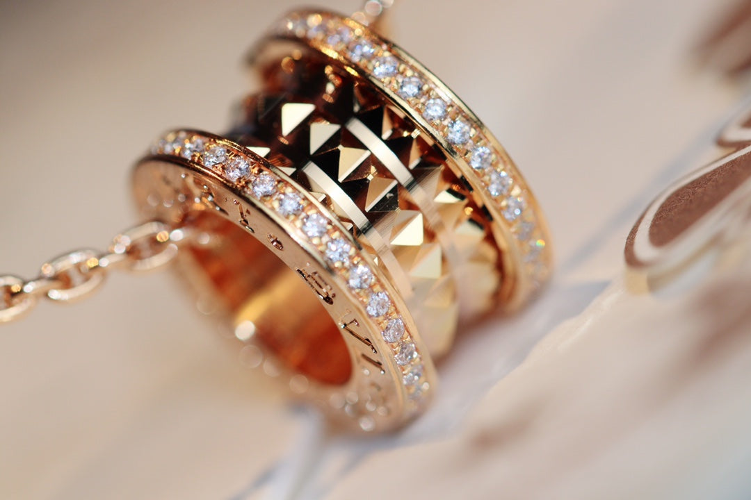 [AuraEcho]ZERO 1 ROCK PEDANT PINK GOLD NECKLACE