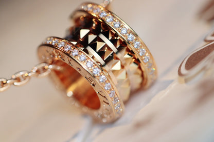 [AuraEcho]ZERO 1 ROCK PEDANT PINK GOLD NECKLACE