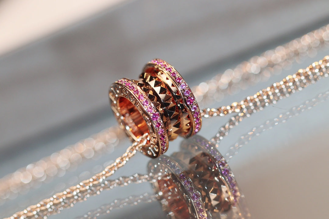 [AuraEcho]ZERO 1 ROCK PINK GOLD PINK DIAMOND NECKLACE