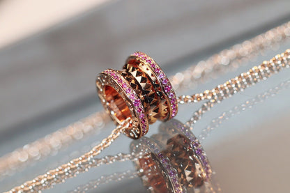 [AuraEcho]ZERO 1 ROCK PINK GOLD PINK DIAMOND NECKLACE