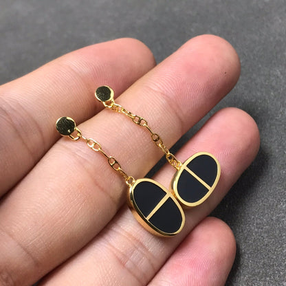 [AuraEcho]CHAINE VERSO BLACK CERAMIC SILVER EARRINGS