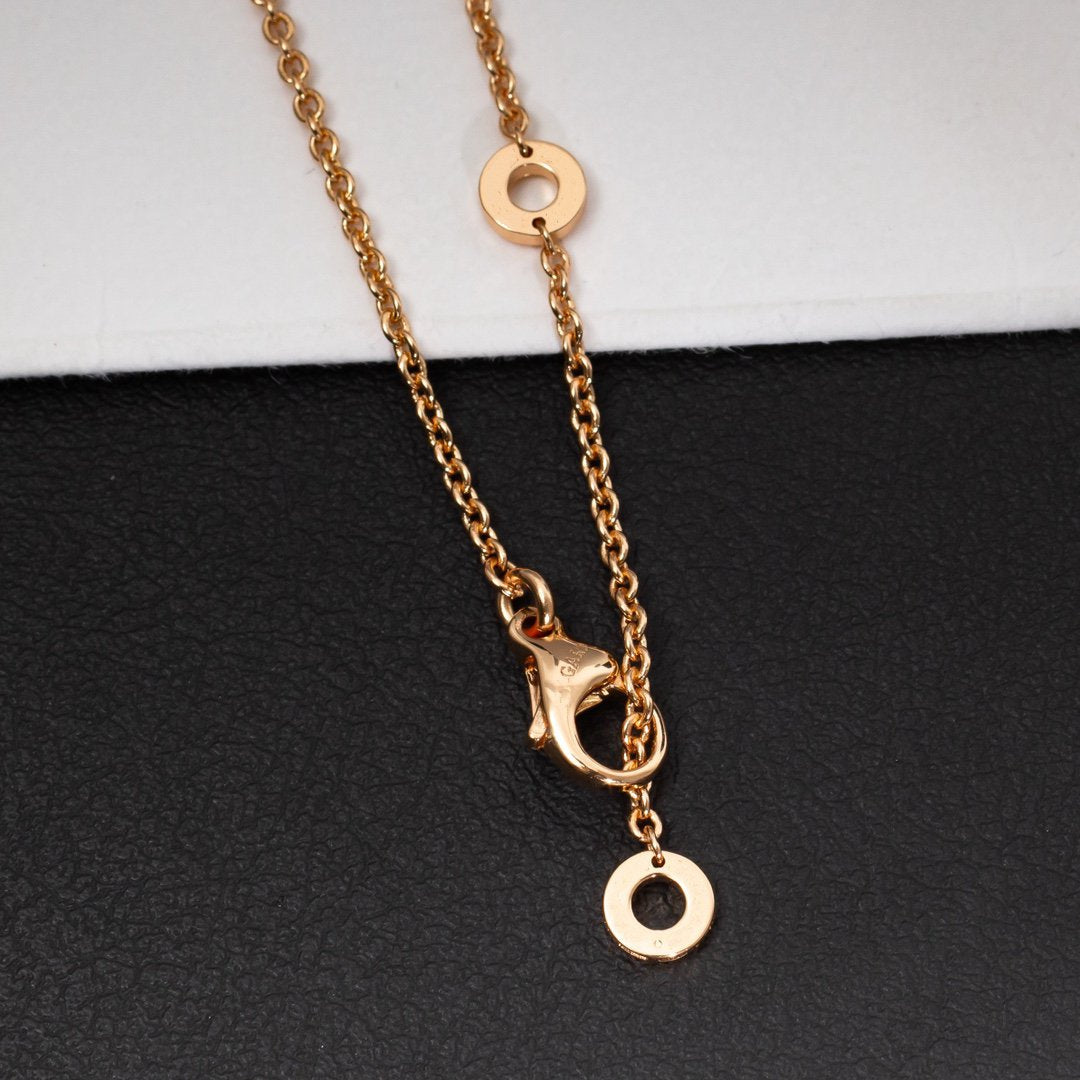 [AuraEcho]ZERO 1 WHITE CERAMIC PINK GOLD DIAMOND NECKLACE