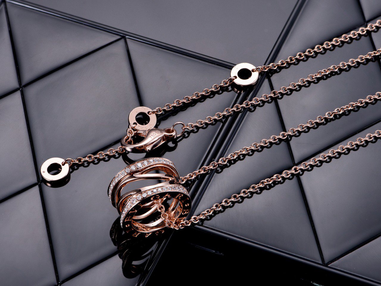 [AuraEcho]ZERO 1 PINK GOLD DIAMOND OPEN NECKLACE