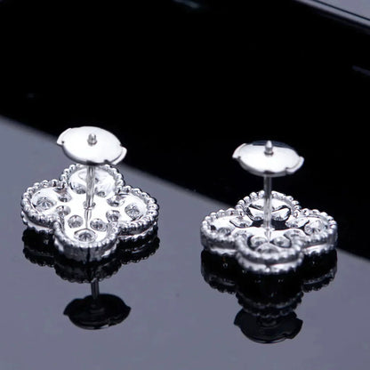 [AuraEcho]CLOVER 1 MOTIFS DIAMOND STUD EARRINGS SILVER
