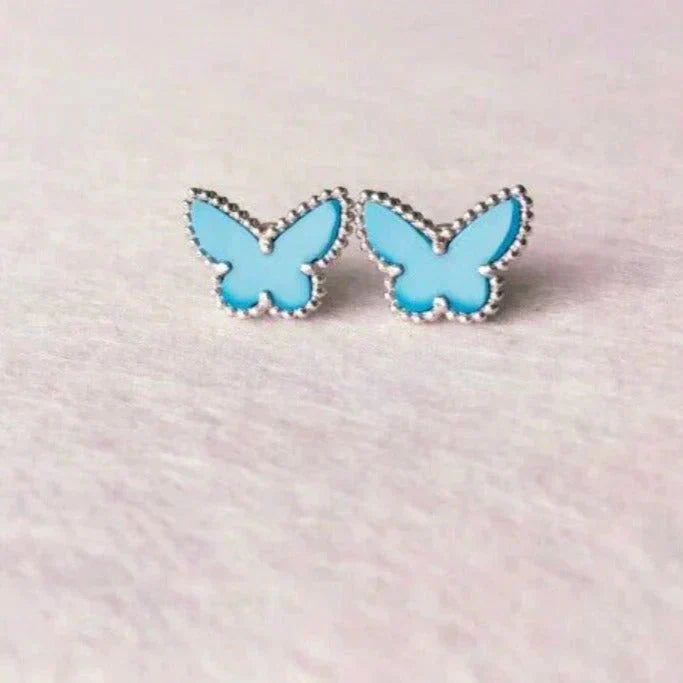 [AuraEcho]BUTTERFLY TURQUOISE EARRINGS SILVER
