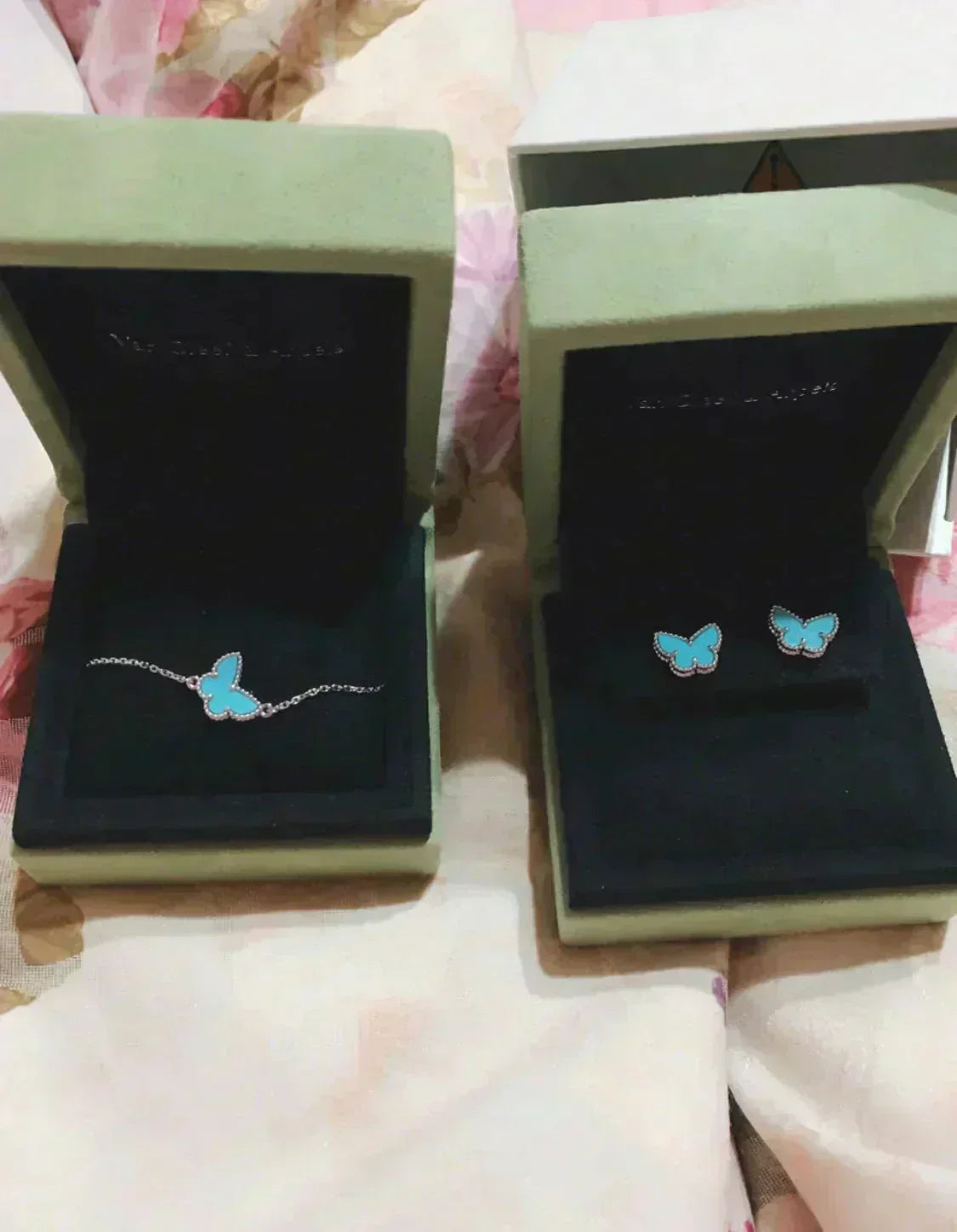 [AuraEcho]BUTTERFLY TURQUOISE EARRINGS SILVER