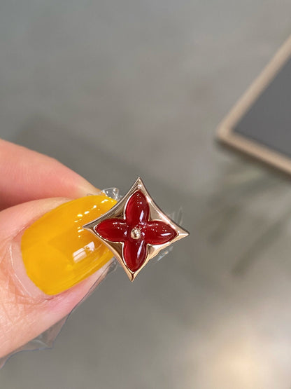 [AuraEcho]STAR AND SUN PINK GOLD CARNELIAN STUD EARRINGS