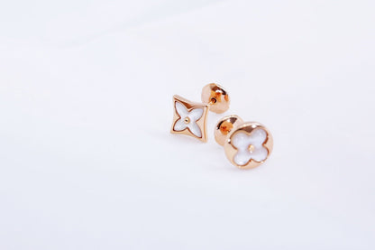 [AuraEcho]STAR AND SUN PINK GOLD MOP STUD EARRINGS