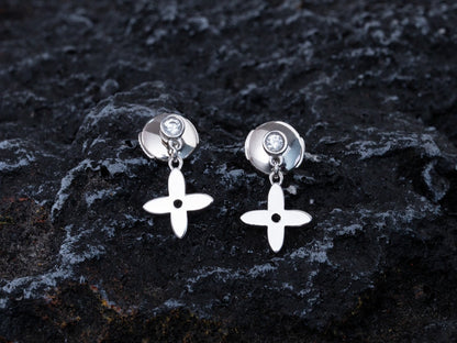 [AuraEcho]VIDYLLE SILVER DIAMOND MINI DROP EARRINGS