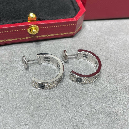 [AuraEcho]LOVE CERAMIC DIAMOND PAVED SILVER EARRINGS