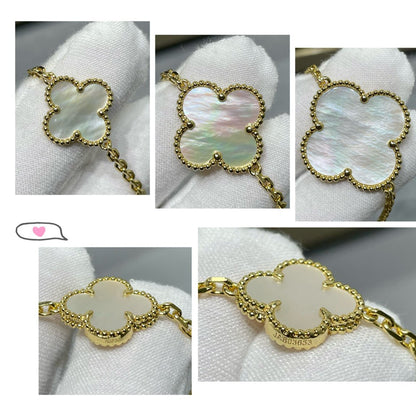 [AuraEcho]CLOVER 16 MOTIF WHITE MOP GOLD NECKLACE