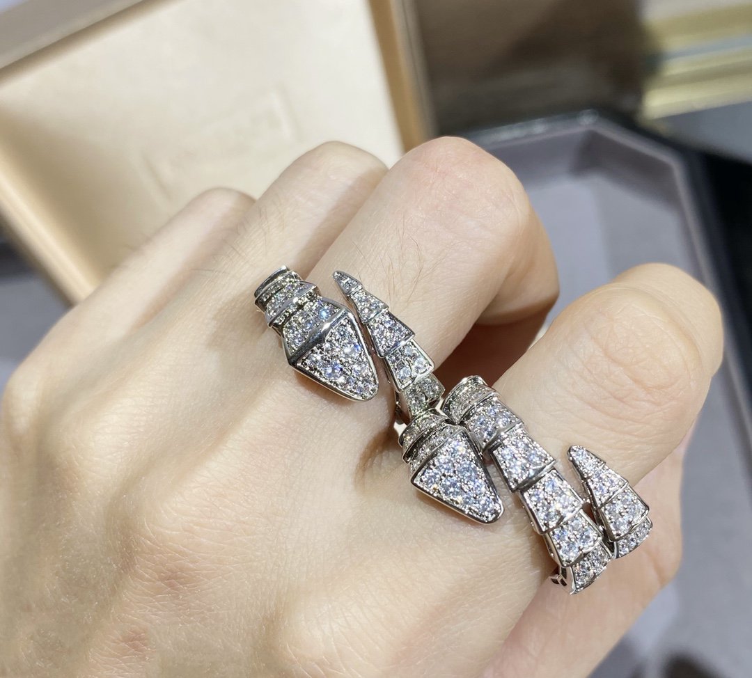 [AuraEcho]SERPENTI LARGE RING SILVER DIAMOND PAVED