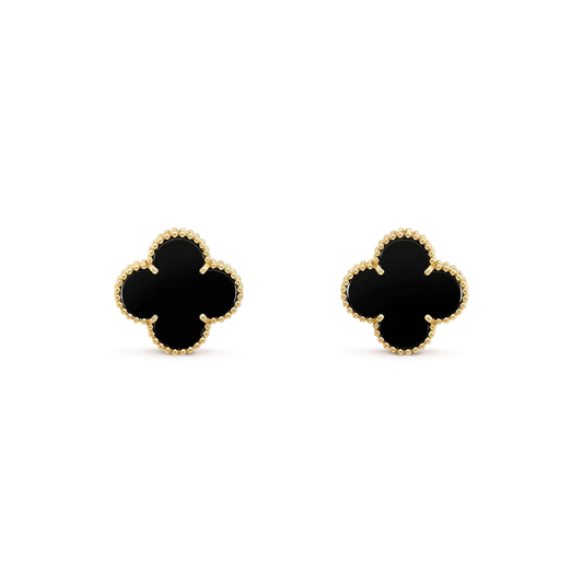 [AuraEcho]CLOVER MEDIUM 1 MOTIFS  ONYX STUD EARRINGS