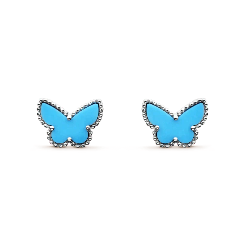 [AuraEcho]BUTTERFLY TURQUOISE EARRINGS SILVER