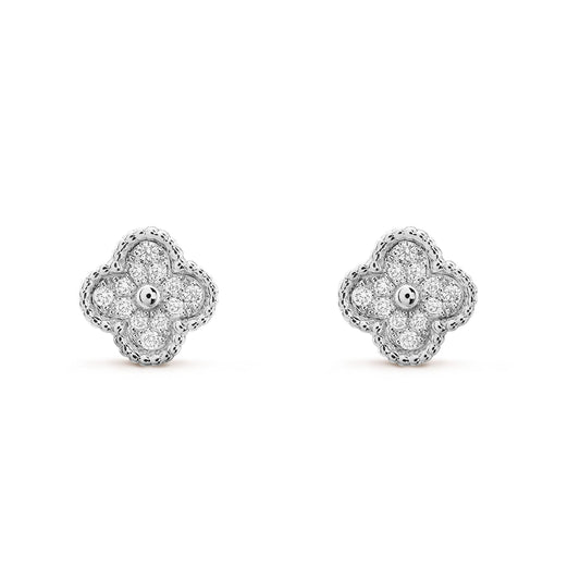 [AuraEcho]CLOVER MINI DIAMOND STUD EARRINGS