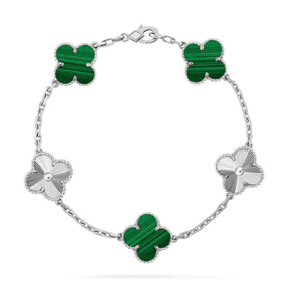 [AuraEcho] CLOVER 5 MOTIF MALACHITE BRACELET COLLECTION